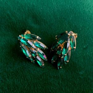 Emerald costume jewelry clip-on earrings.